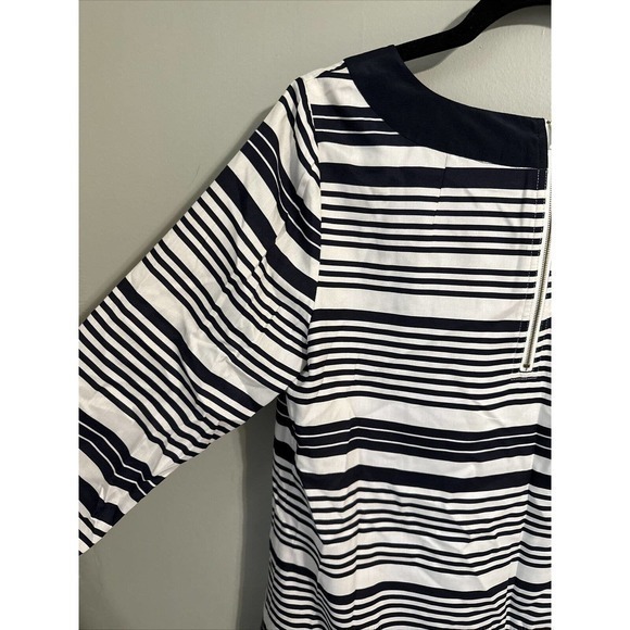 J.Crew Silk Twill Black Beige and Black Stripe Dress W/ Front Pockets, size 8 - Picture 11 of 15